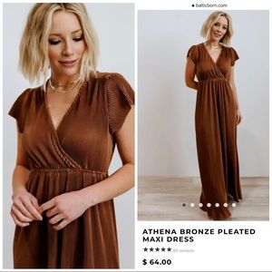 ATHENA BRONZE PLEATED MAXI DRESS